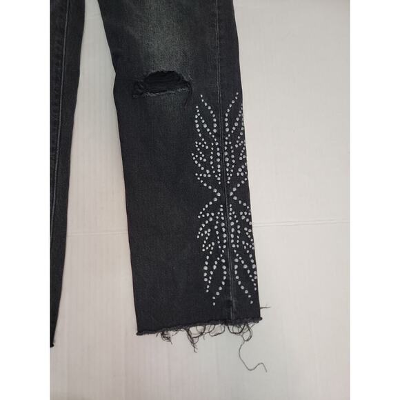 Levis Premium 501 Jean Sz 25 High Rise Embellished Fray Button Fly Big E Gray - Picture 3 of 13